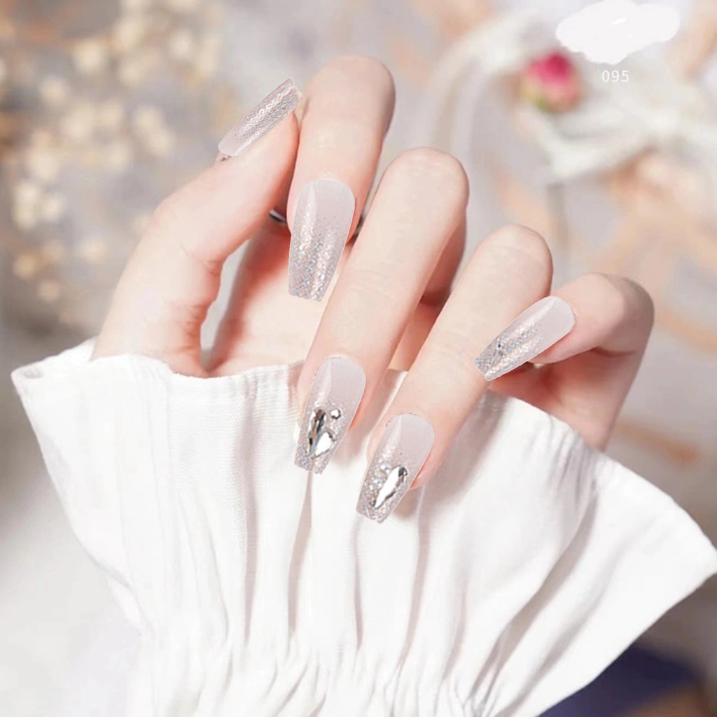 Bộ 24 Móng Tay Giả Có Keo Dán Che Phủ Toàn Diện Trang Trí Móng Tay Nghệ Thuật