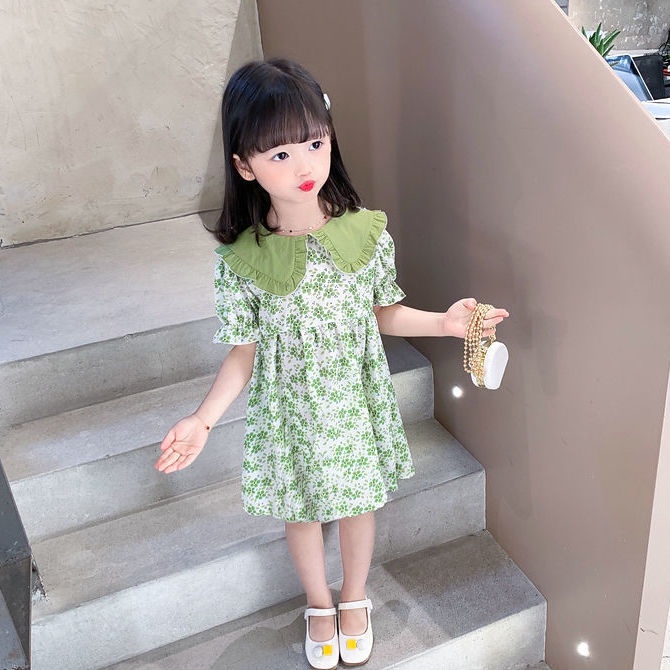 Đầm Công Chúa Mùa Hè 2023 Tay Cộc Kích Thước Nhỏ Và Vừa In Họa Tiết Hoa Cho Bé Gái