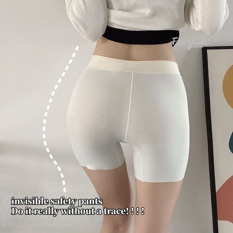 Quần An Toàn Mặc Trong Váy Bằng Lụa Lạnh Lưng Cao Ba Điểm Thoáng Khí Gợi Cảm Màu Sắc Tương Phản