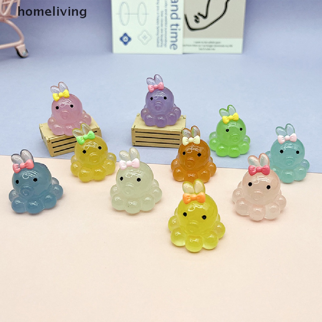 Bộ 2 Tượng Bạch Tuộc Mini Bằng Nhựa Phát Sáng Trang Trí Bảng Điều Khiển Xe Hơi