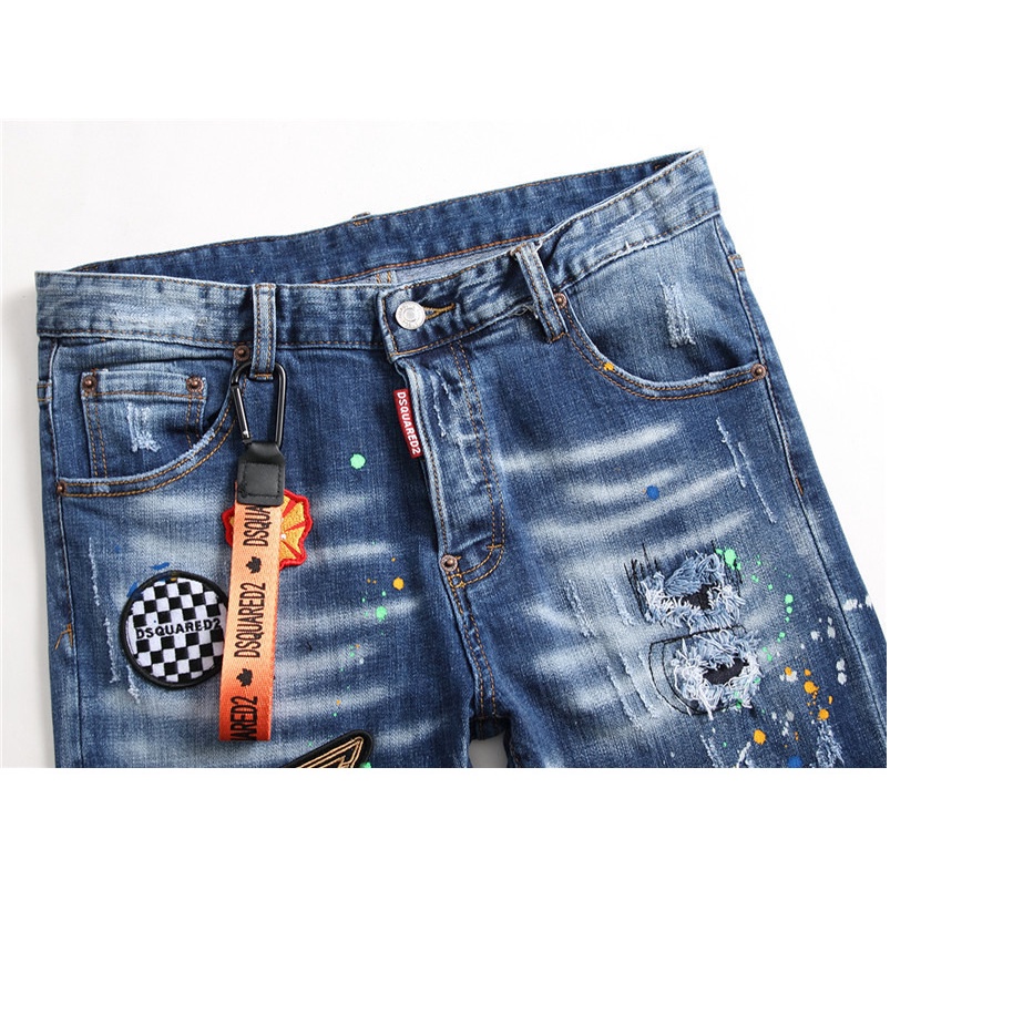 Quần jeans Dài Phối Vết Rách Cá Tính Cho Nam