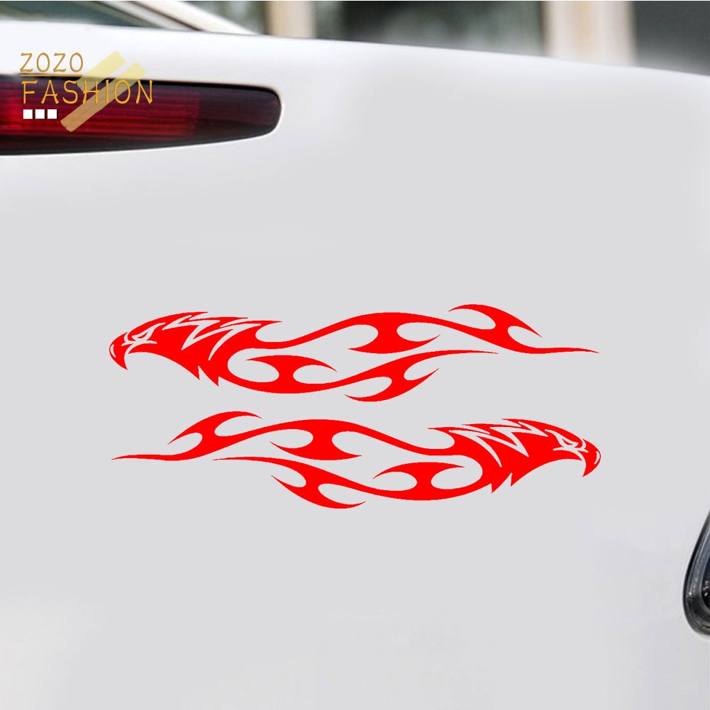 Bộ 2 Miếng Dán Phản Quang Họa Tiết Đại Bàng / Ngọn Lửa Trang Trí Xe Hơi / Xe Máy
