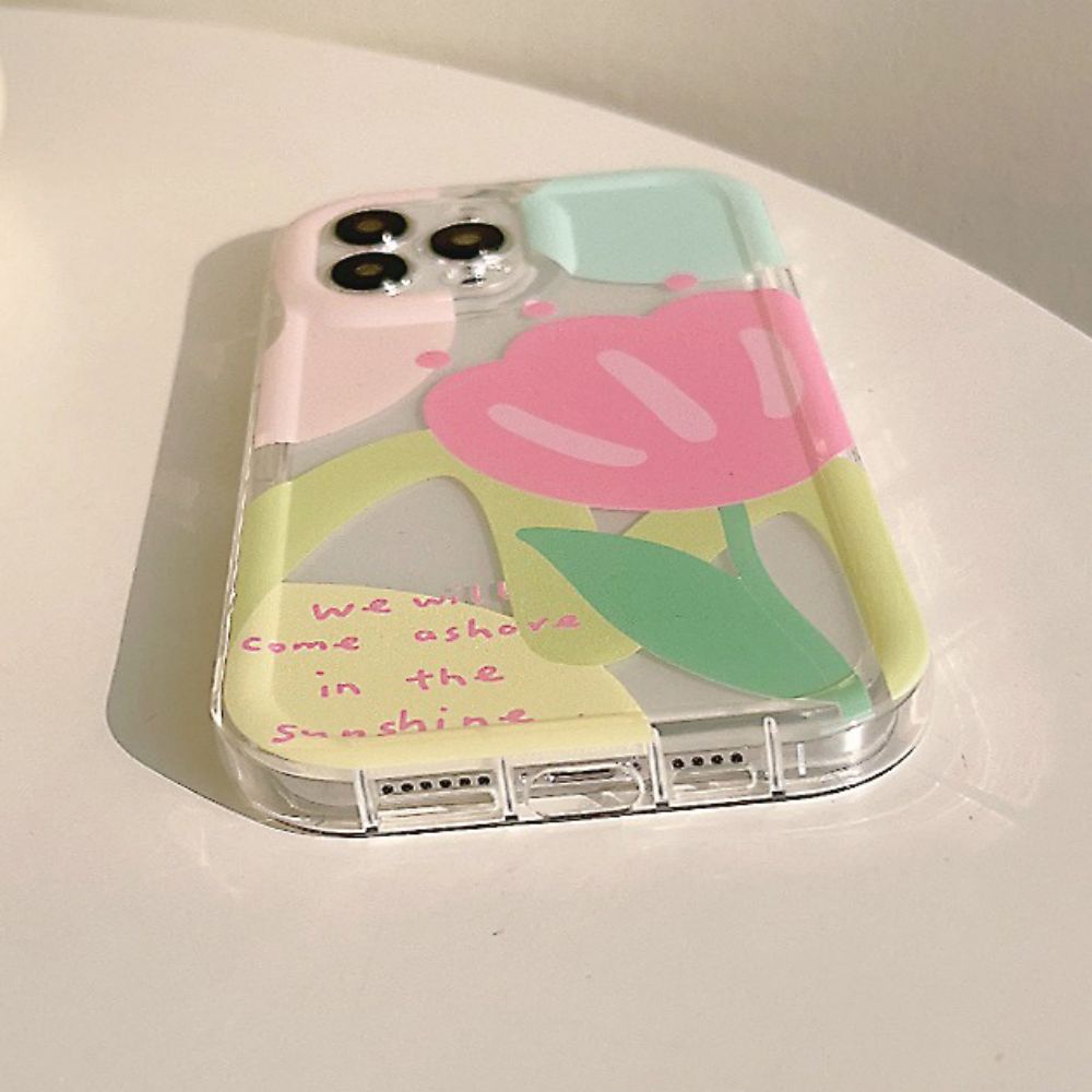 Ốp Điện Thoại TPU Mềm Trong Suốt Chống Rơi Chống Dấu Vân Tay Họa Tiết Hoa Tulip Cho IPhone 11 12 13 14 Pro Max