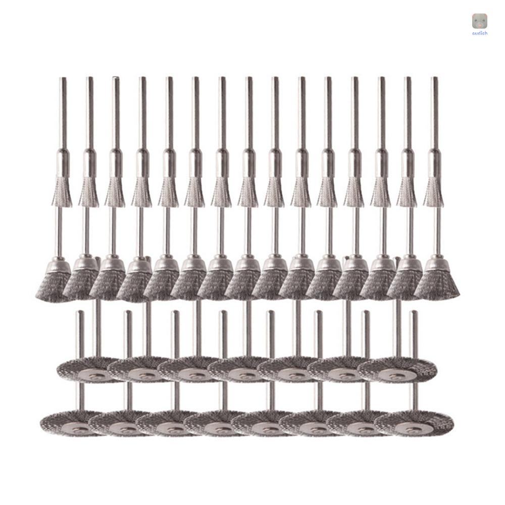 Set 45 Chổi Sợi Thép Không Gỉ 1 / 8 &quot;Thân 10 / 15 / 25mm Cho Máy Đánh Bóng