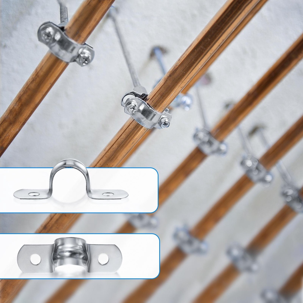 Set 20 Kẹp Ống Nước Bằng Thép Không Gỉ Hai Lỗ
