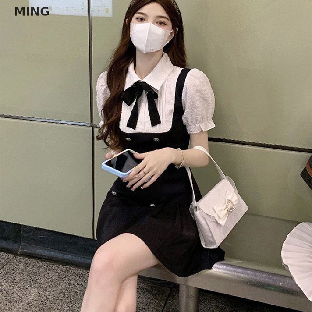 Đầm Ngắn Giả Hai Lớp Tay Phồng Thanh Lịch Thời Trang Mùa Hè Dành Cho Nữ