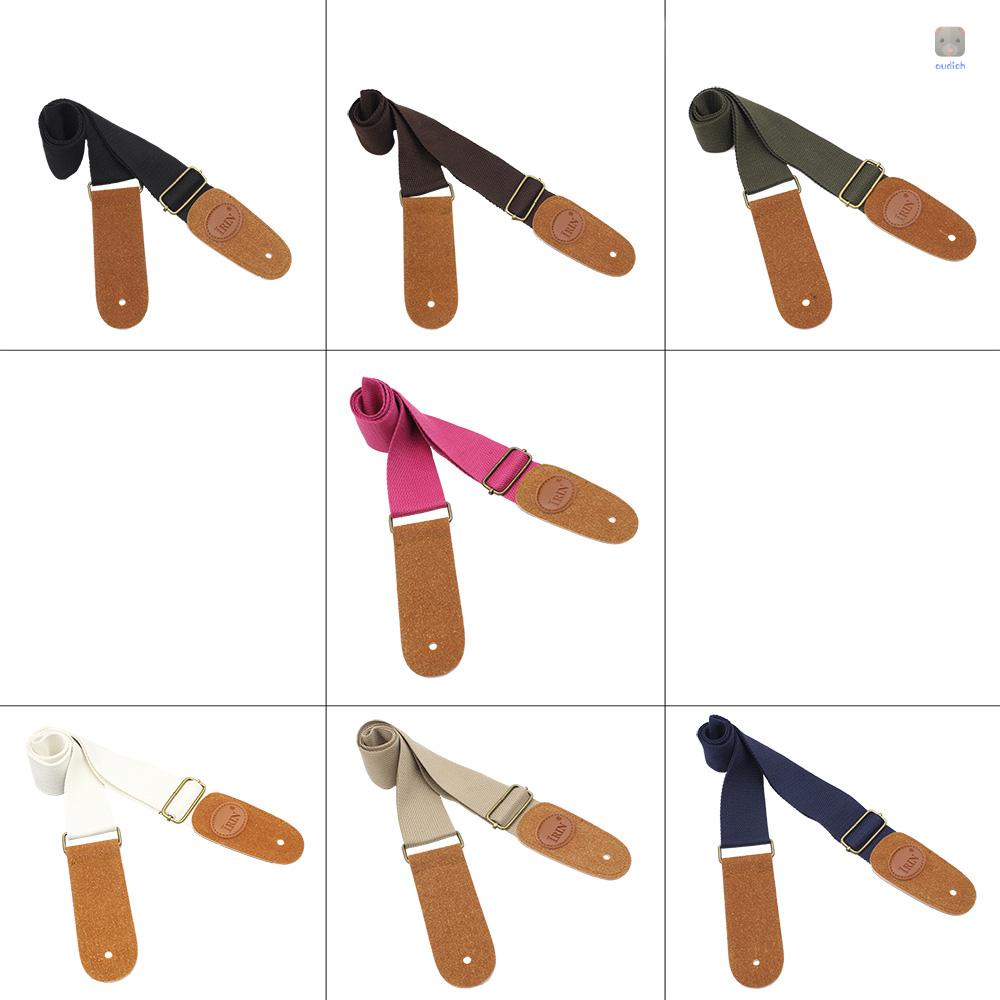 Irin Dây Đai Cotton Dệt Với Đầu Da Có Thể Điều Chỉnh Cho Đàn Guitar Điện Acoustic Dân Gian Và Bền