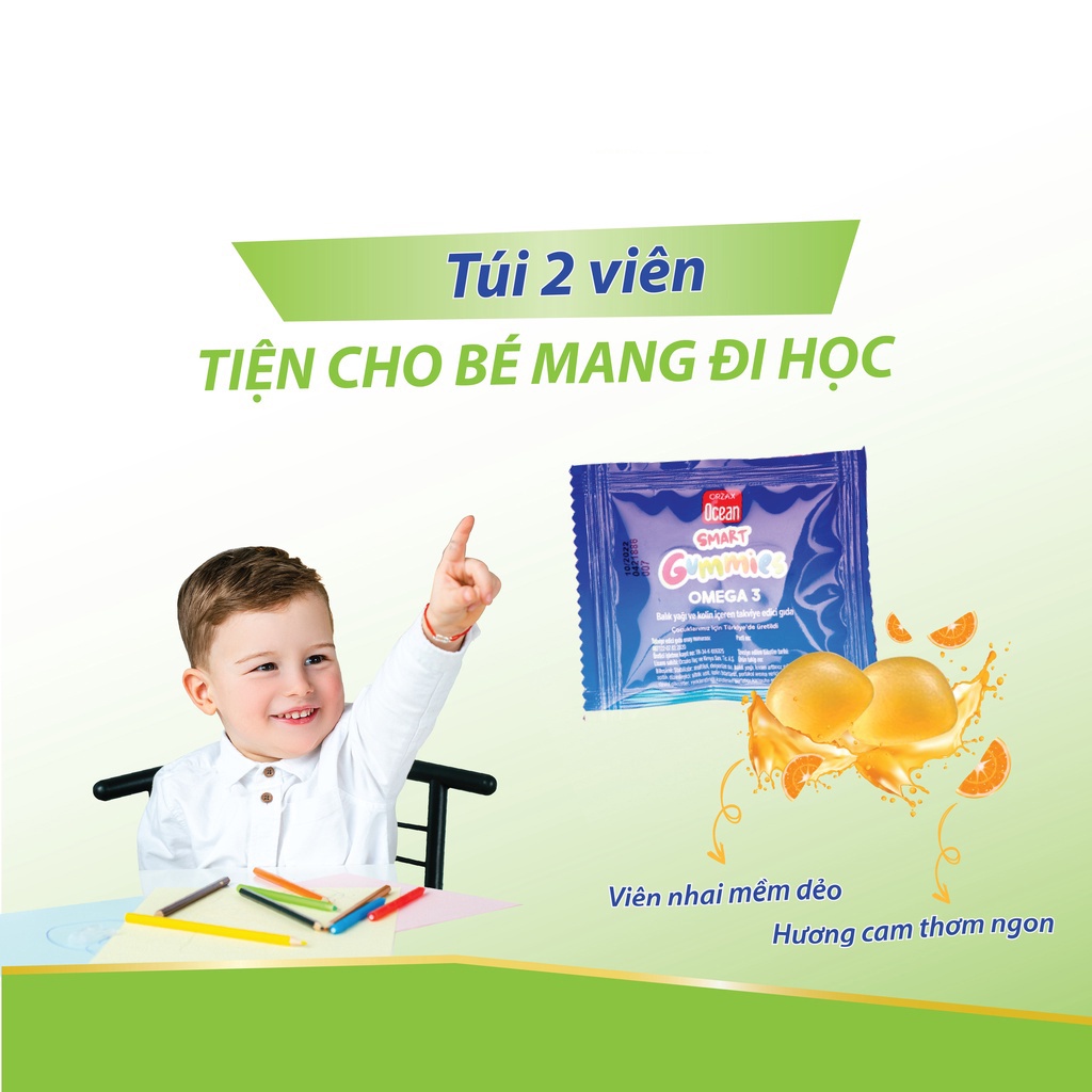 Kẹo dẻo Ocean Smart Gummies Omega 3  tốt cho não bộ và mắt Hộp 30 cái