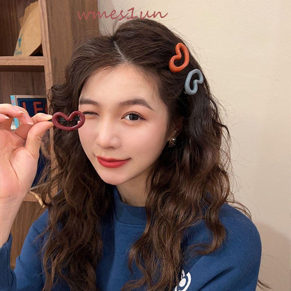 Kẹp Tóc Mỏ Vịt Hình Trái Tim WMES15H Y2K Đơn Giản Đáng Yêu Dành Cho Bạn Nữ
