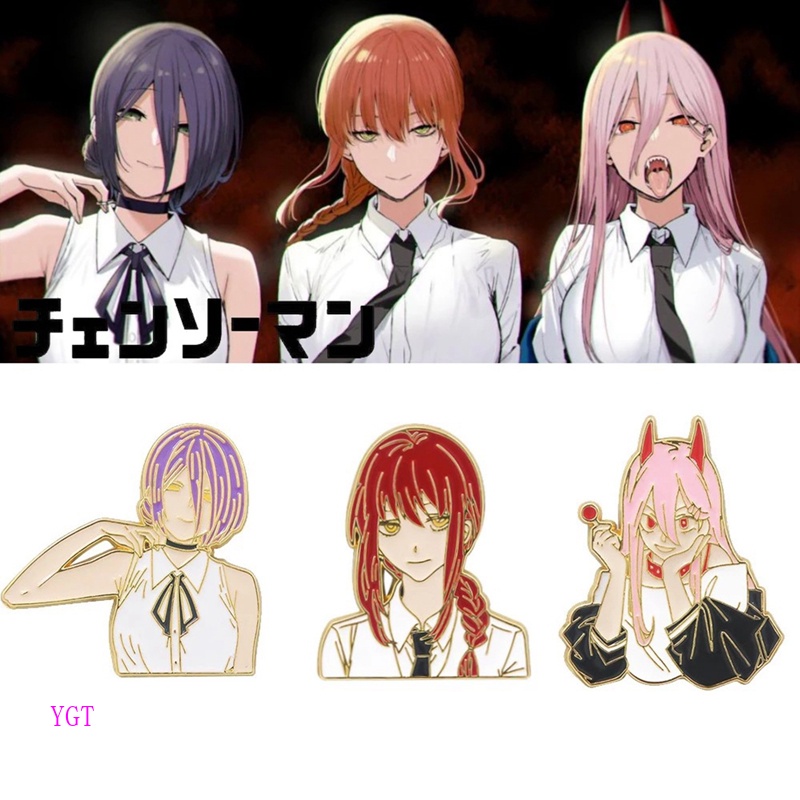 Ygt Ghim Cài Áo Kim Loại Tráng Men Hình Anime Saw Man Power Demon Cho Ba Lô / Huy Hiệu