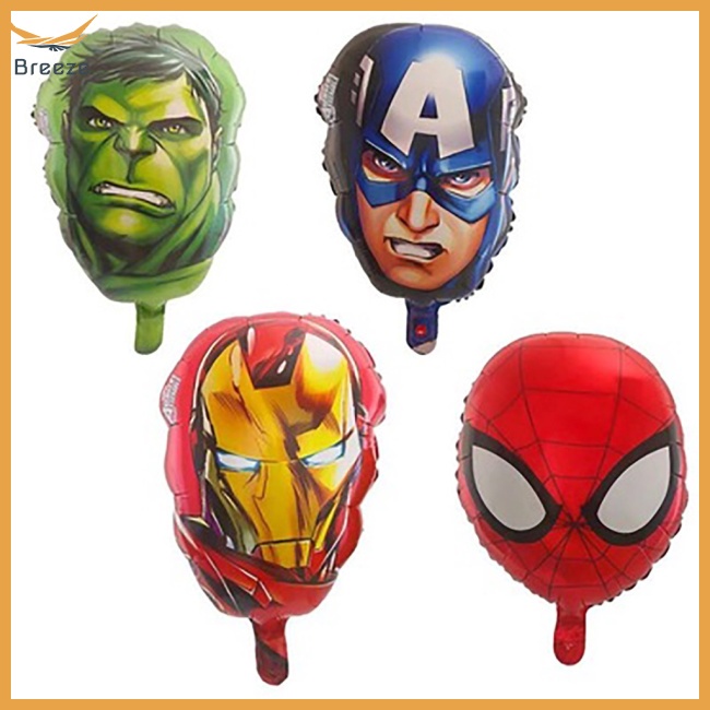 Bong Bóng Lá Nhôm Hình Siêu Anh Hùng Marvel Avengers Mặt Nạ Người Nhện Hulk Captain America Hoạt Hình