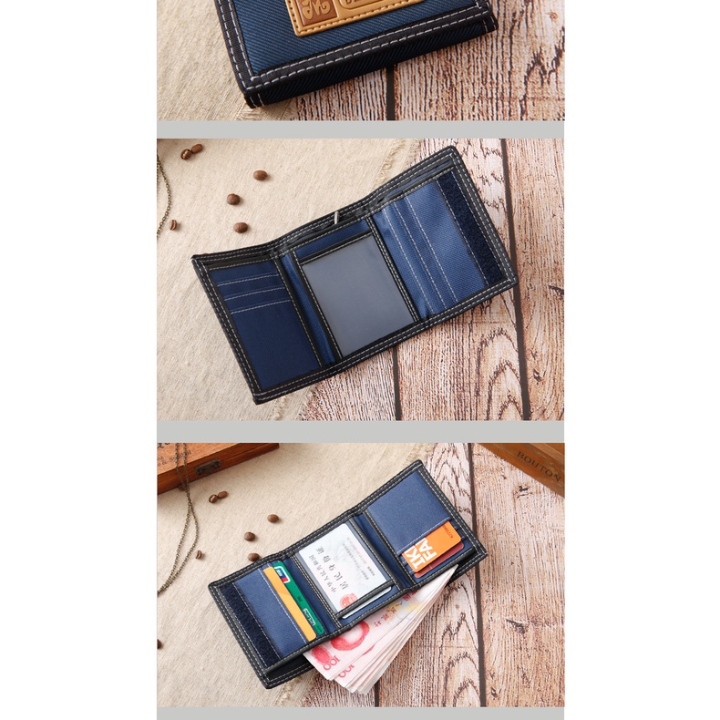 Ví Canvas Ngắn Gập Đôi Có Khóa Kéo Thời Trang Cho Nam