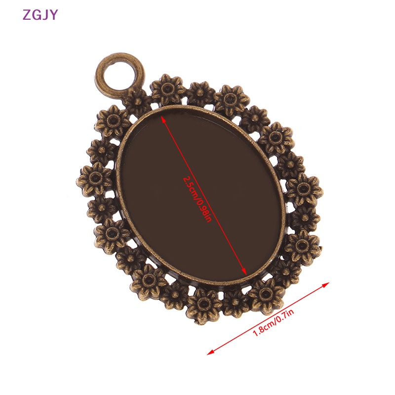 Set 10 Mặt Dây Chuyền Hình Oval 18 * 25MM Phong Cách Cổ Điển Mới