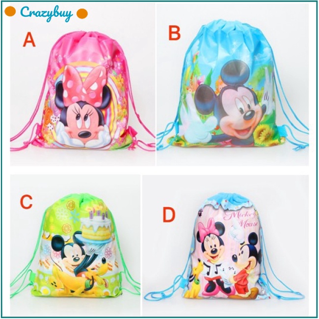 Cr 1 Túi Dây Rút Đựng Quà Giáng Sinh / Đám Cưới Hình Chuột Mickey / Minnie Hoạt Hình Dễ Thương