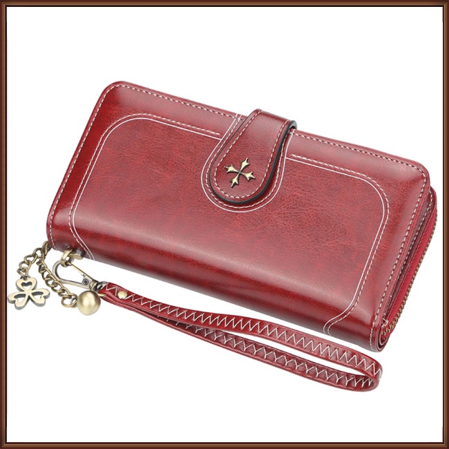 Ví Da PU Dáng Dài Đa Năng Phong Cách Retro Thời Trang Cho Nữ