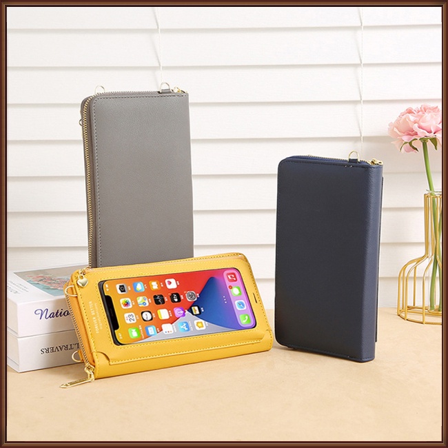 Túi Đeo Vai Mini Bằng Da Pu Nhân Tạo Trong Suốt Đựng Điện Thoại Chống Trộm Cảm Ứng Đa Năng