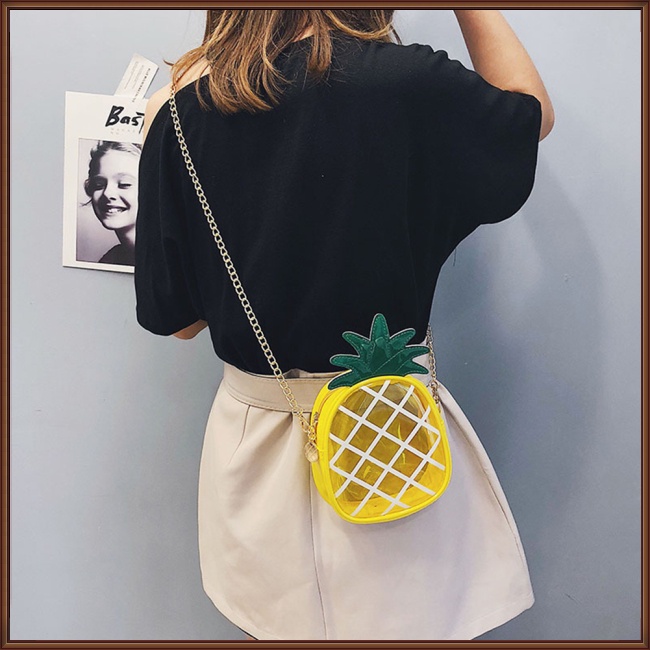 Túi Đeo Vai Mini Trong Suốt Hình Quả Dứa Phối Dây Xích Thời Trang Mùa Hè Cho Nữ