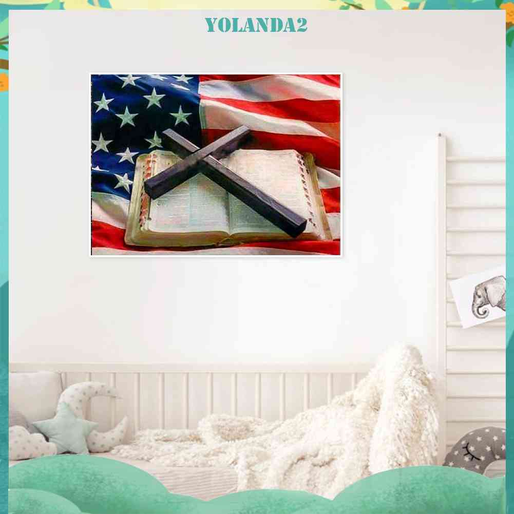 Tranh Đính Đá Kim Cương Toàn Bộ 5D DIY Hình Cờ Mỹ