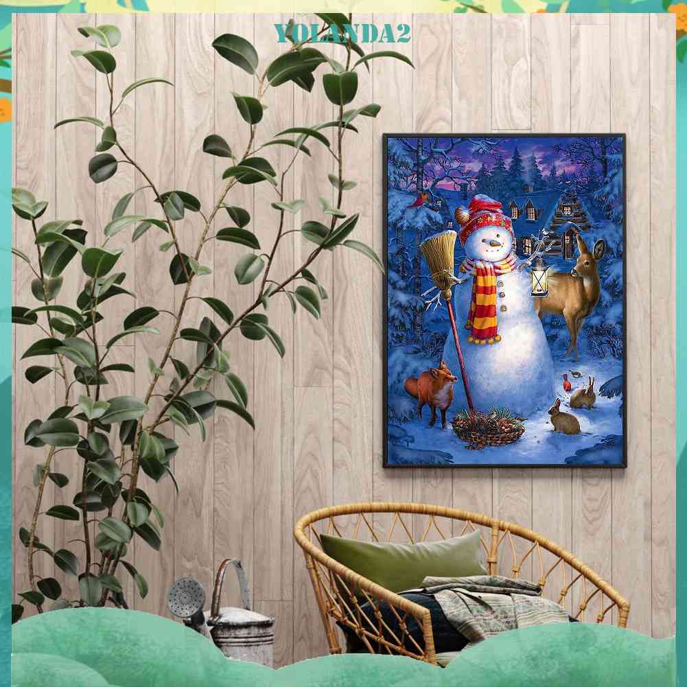 Bộ Tranh Đính Đá 5D Họa Tiết Người Tuyết / Lồng Đèn Độc Đáo DIY Dùng Trang Trí