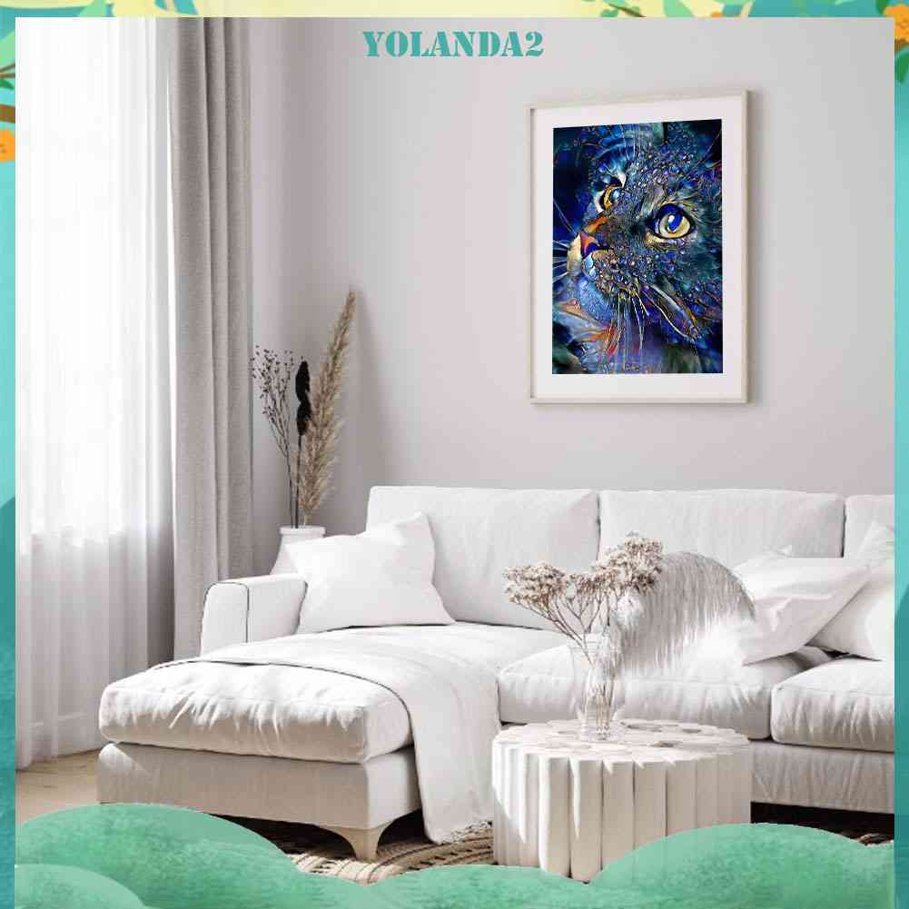 Bộ Tranh Đính Đá 5D Toàn Diện Họa Tiết Chú Mèo L.Roche Độc Đáo DIY