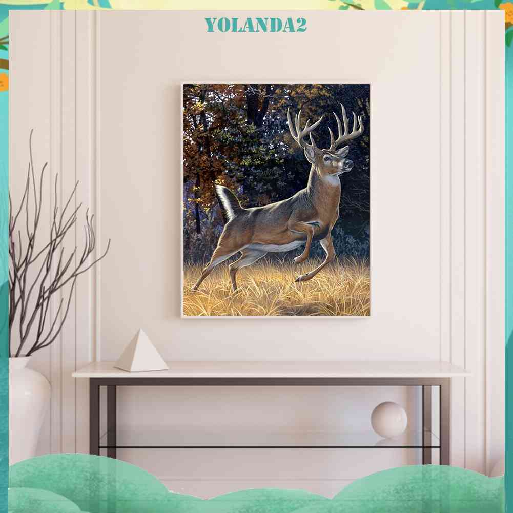 Bộ Tranh Đính Đá Tự Làm Hình Hươu Kích Thước 40x50cm