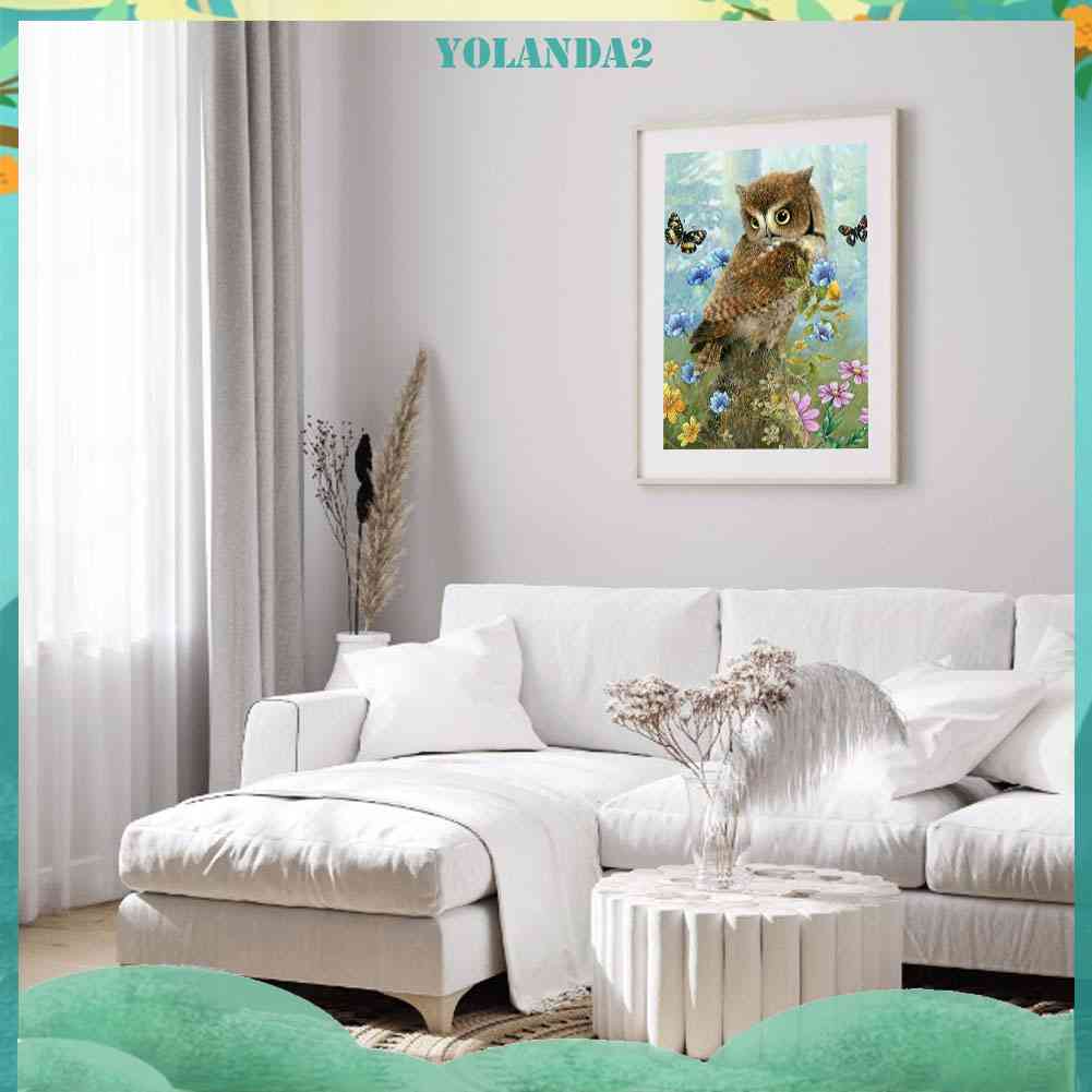 Tranh Đính Đá Kim Cương Toàn Bộ 5D DIY Hình Vẽ Con Cú Và Bướm