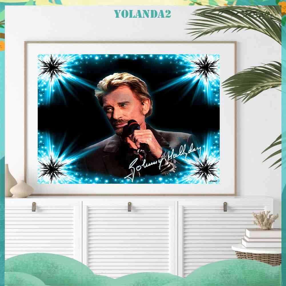 Tranh Đính Đá Kim Cương Toàn Bộ 5D DIY Hình Johnny Halliday