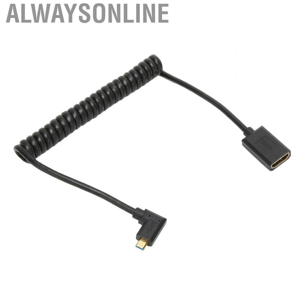 Alwaysonline HD Multimedia Interface Cable Micro to Female UHD 8K 60Hz 4K 120Hz 48Gbps Coiled Video Cord for Camera  hot sale