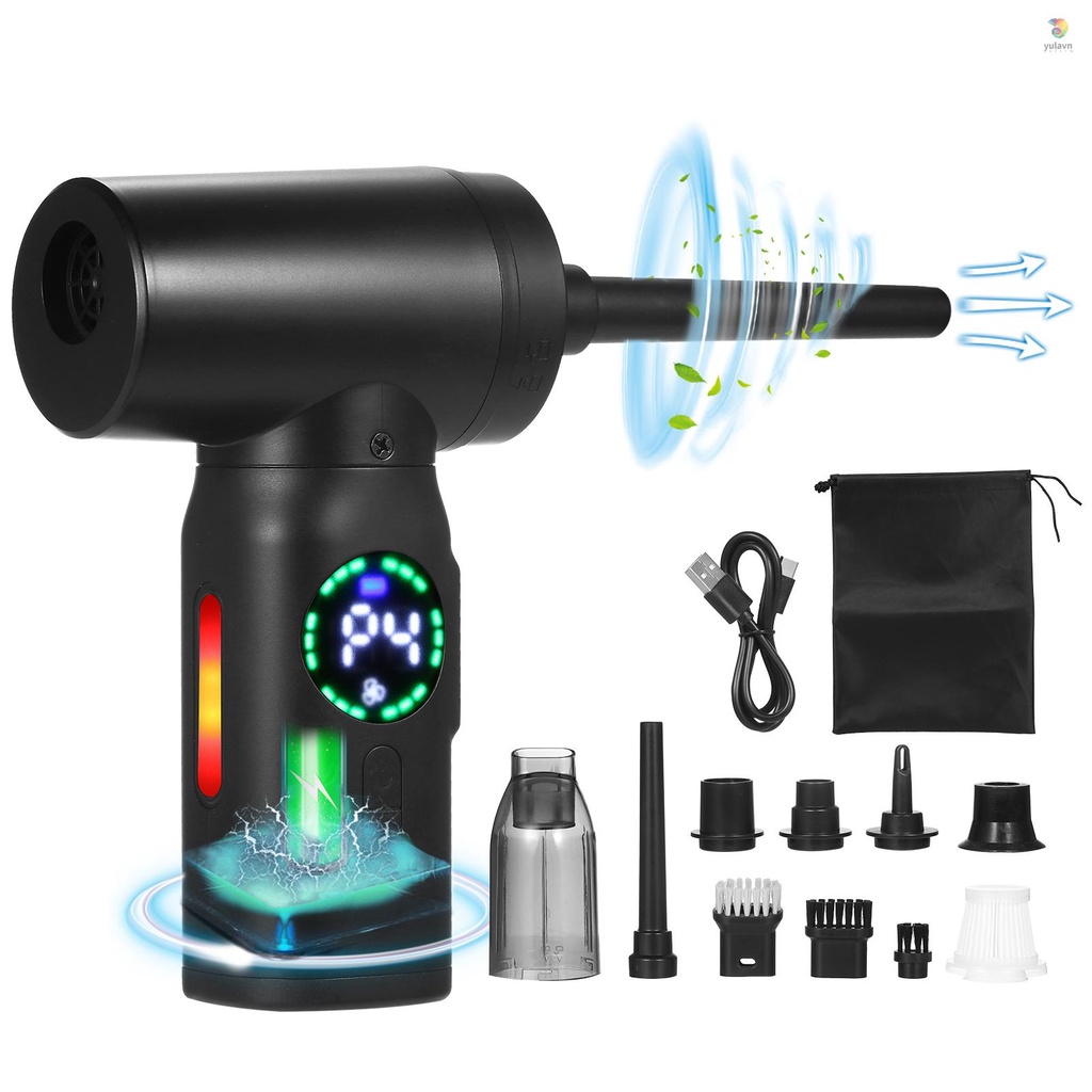 Máy Hút Bụi Geevorks Dạng Nén Có Động Cơ Không Chổi Than Kỹ Thuật Số 120W 110000Máy Hút Bụi Làm Sạch Không Khí RPM 7500mAh Thay Thế Tiện Dụng