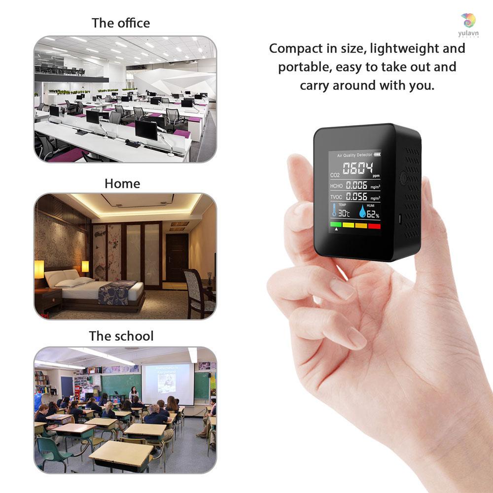 Thiết Bị Kiểm Tra Chất Lượng Không Khí CO2 Đa Chức Năng Với Carbon Dioxide TVOC HCHO Giá Trị Nhiệt Độ Và Độ Ẩm