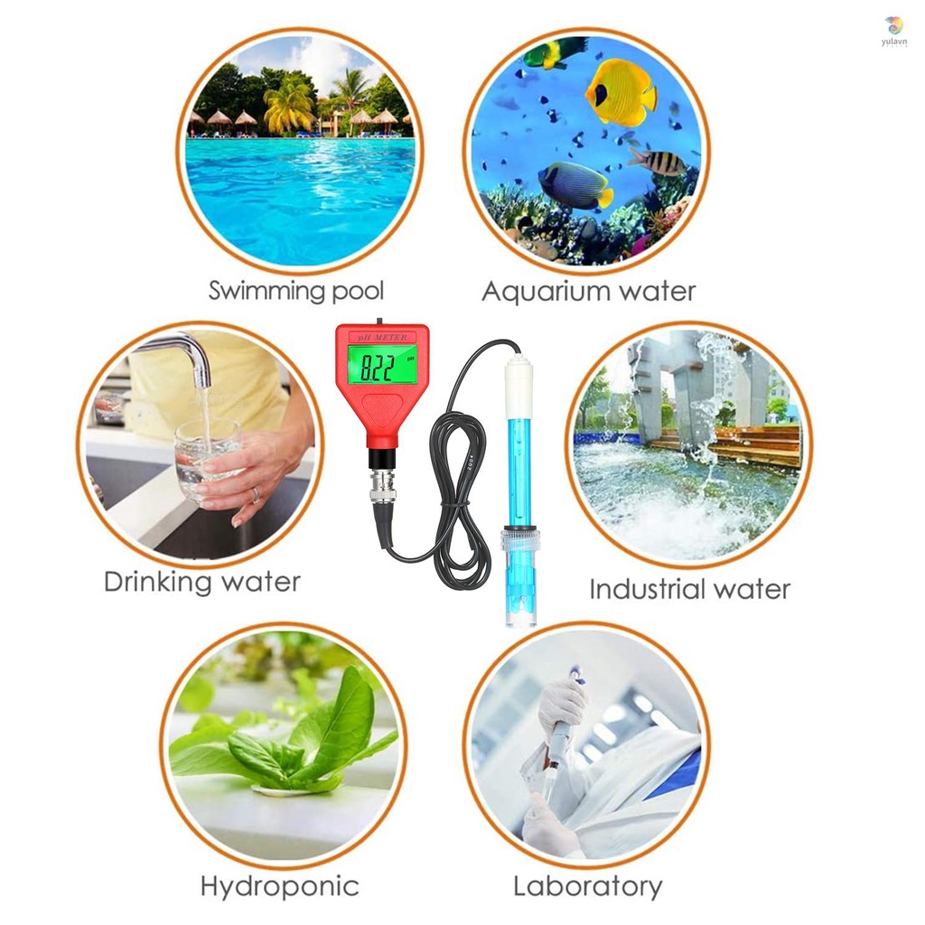 Bút Đo Độ PH 0-14pH Màn Hình LCD 1.5-inch Có Đèn Nền Xanh Lá Chuyên Dụng Cho Phòng Thí Nghiệm