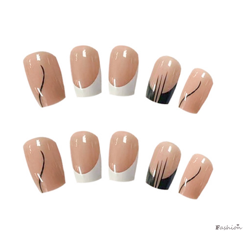 Bộ Móng Tay Giả Màu Đen Thoải Mái Che Phủ Toàn Diện