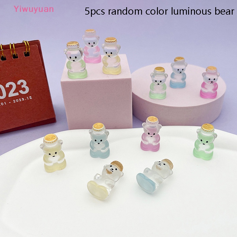 Bộ 5 Gấu Nhựa Phát Quang Trong Suốt Trang Trí Xe Hơi Mới