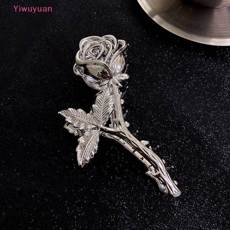 Kẹp Tóc Hoa Hồng Lớn Bằng Kim Loại Cho Nữ