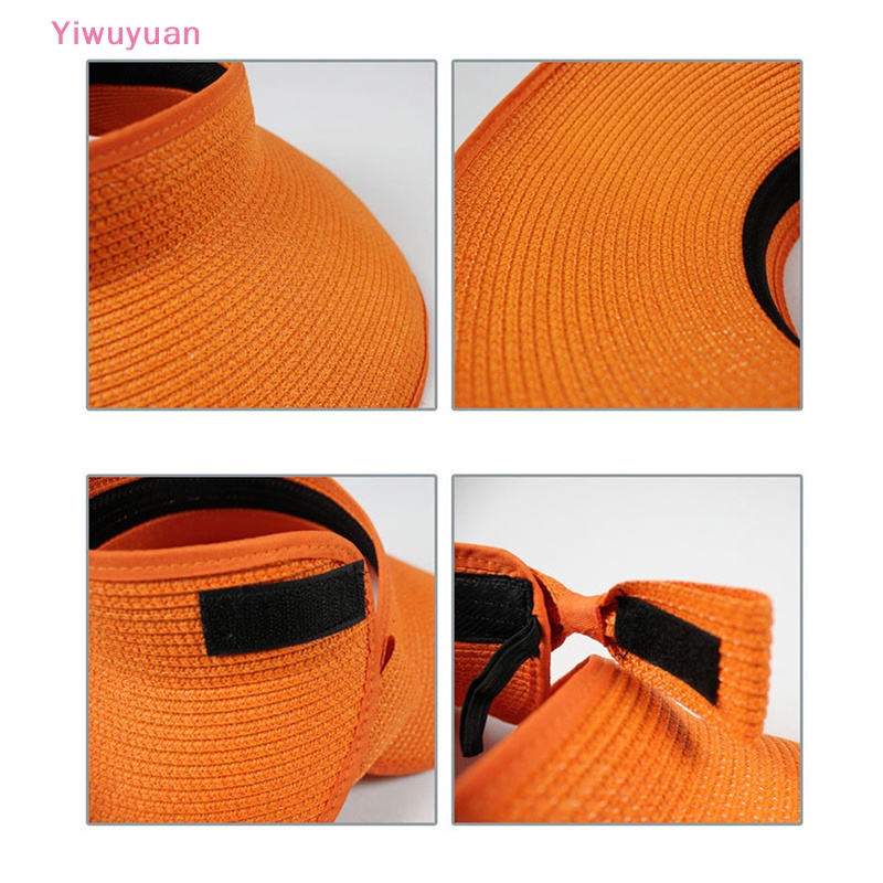 < Yiwuyuan > Mũ Rơm Rộng Vành Chống Nắng Đi Biển Mùa Hè Có Thể Cuộn Lên Dây Bện Cho Nữ