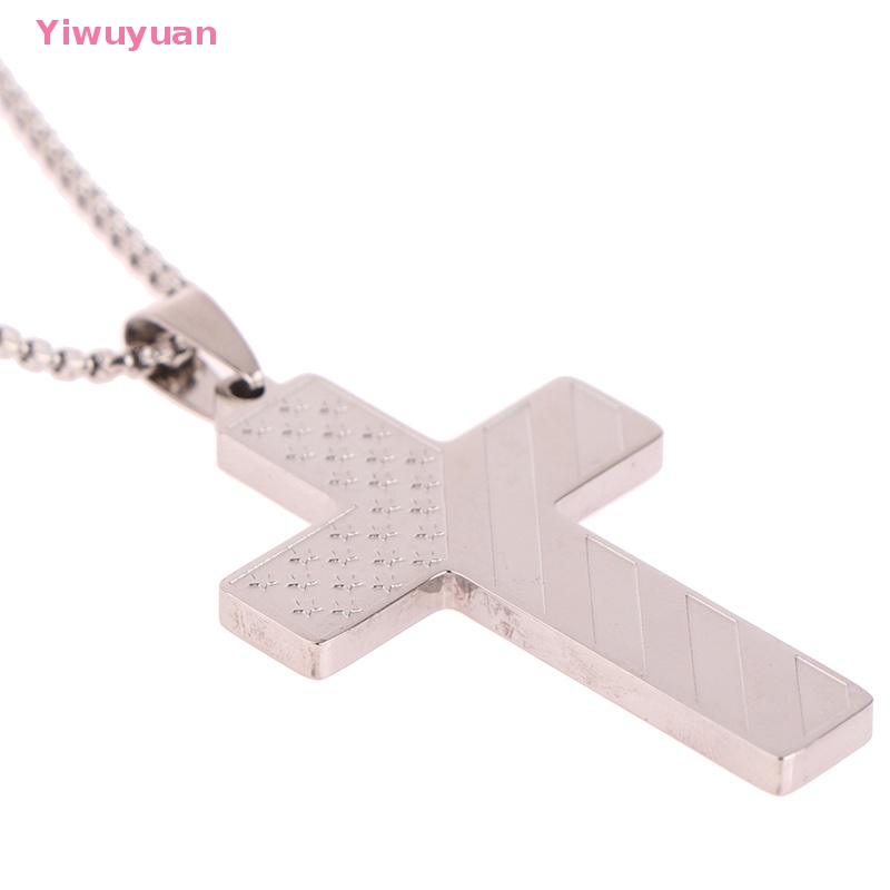 < Yiwuyuan > Vòng cổ Tưởng Niệm Thánh Giá Bằng Thép Không Gỉ Bóng Mới