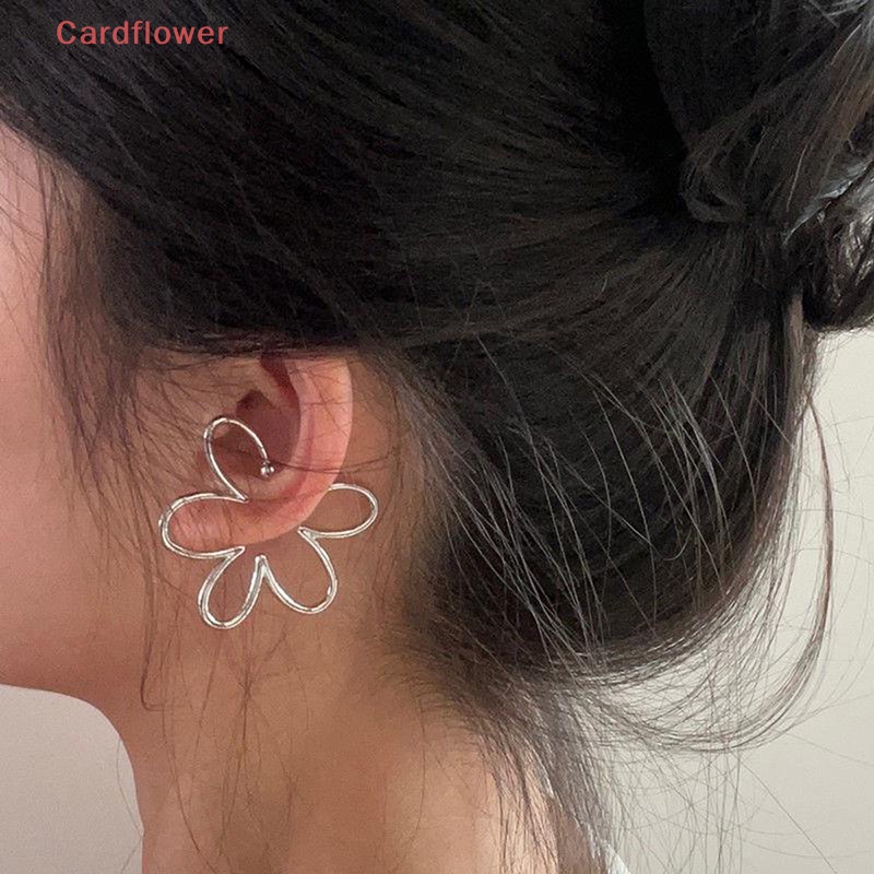 < Cardflower > Khuyên Kẹp Vành Tai Không Xỏ Lỗ Hình Hoa Rỗng Bằng Bạc Thời Trang Mới Cho Nữ