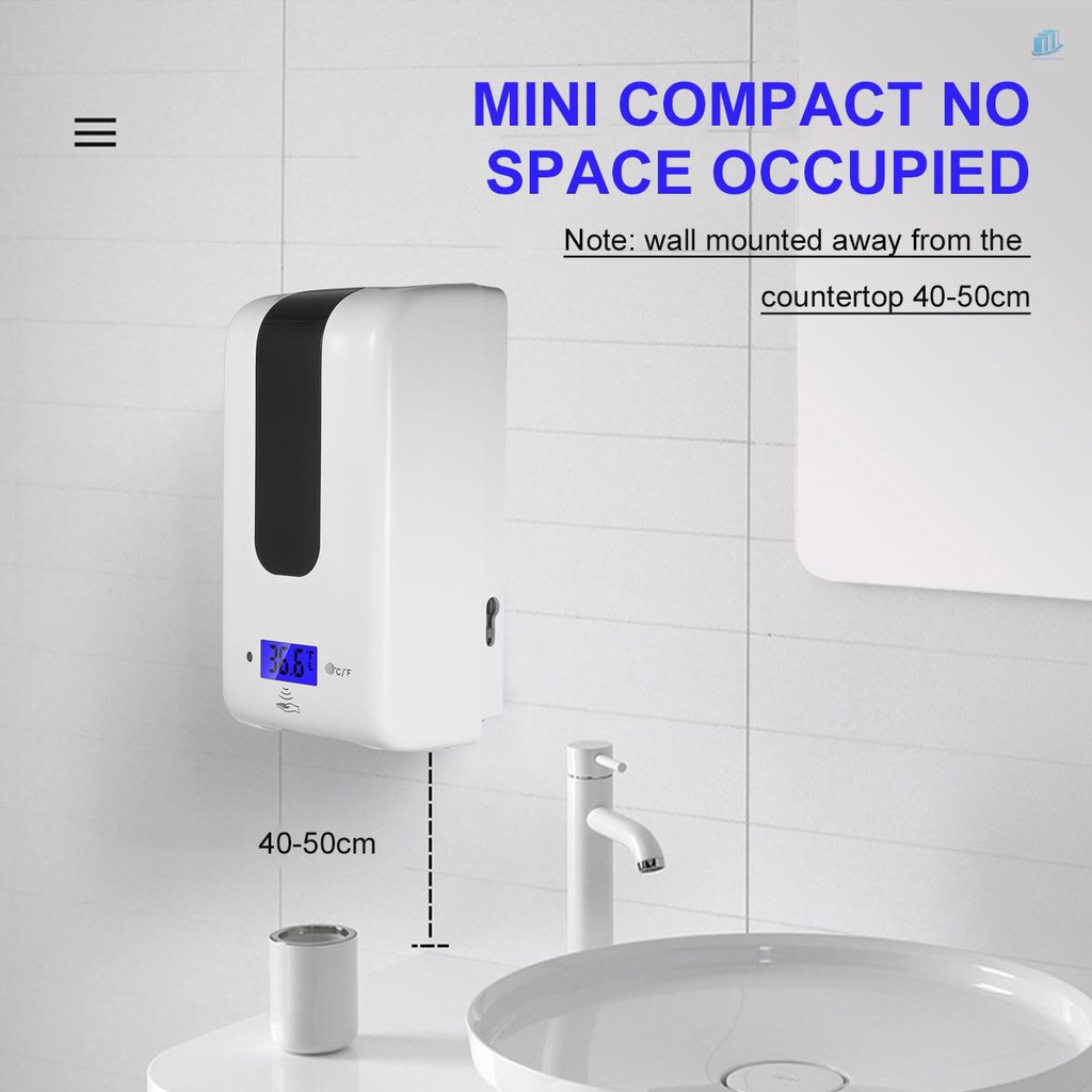 Máy Phân Phối Bọt Tự Động (s2mwvn) Với Nhiệt Kế °C/°F Hộp Đựng Xà Phòng Tạo Bọt Sử Dụng Pin Không Tiếp Xúc 1200ML