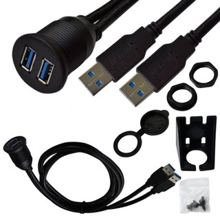 Car Dashboard Flush Mount USB Dock Adapter Dashboard Panel Port Male Female Cable Extension Cable for Motorcycle Boat