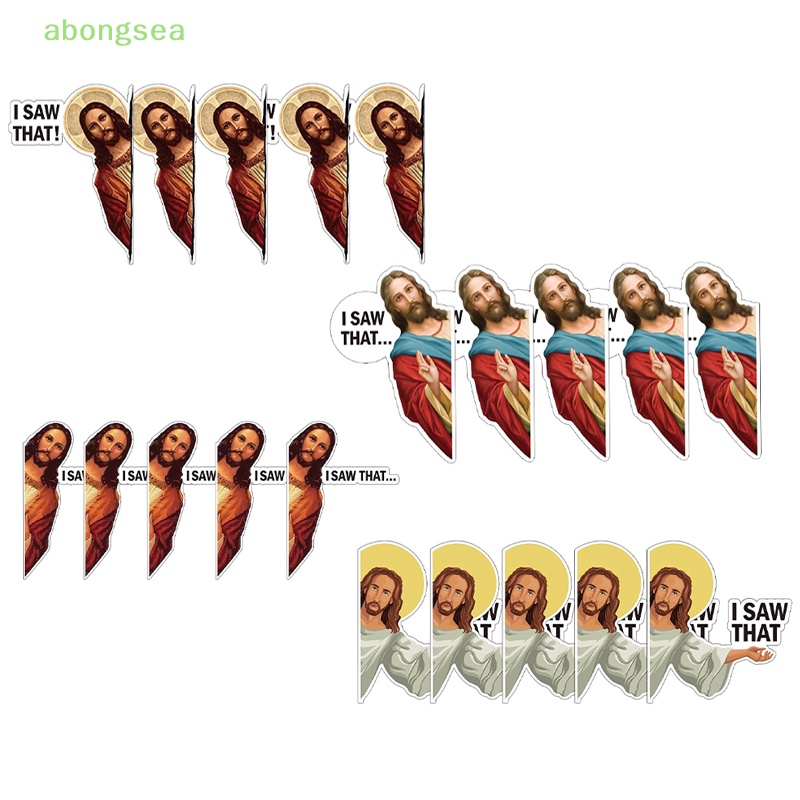 Set 10 Sticker Chống Thấm Nước Hình Chúa Jesus I Saw That Vinyl Dán Trang Trí Xe Hơi Laptop