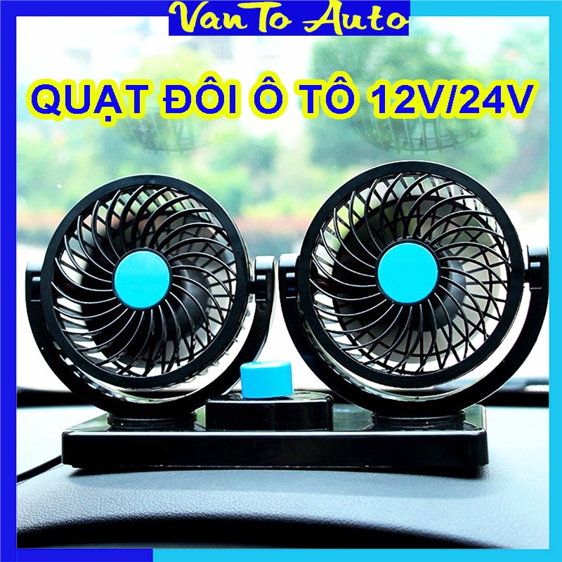 Quạt Đôi Ô Tô - Quạt Máy Đôi Mini 12V - 24V, Xoay 360 Tiện Ích Trên Ô Tô, Xe Hơi Cao Cấp