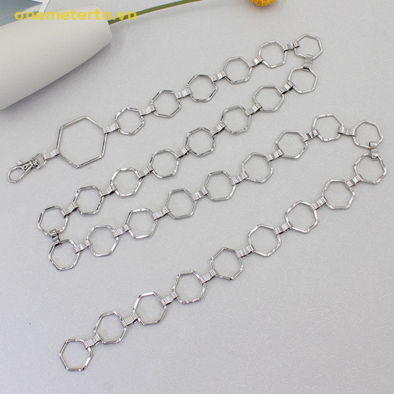 Thắt Lưng Hình Lục Giác Bằng Kim Loại Màu Vàng / Bạc Phong Cách Cổ Điển Cho Nữ