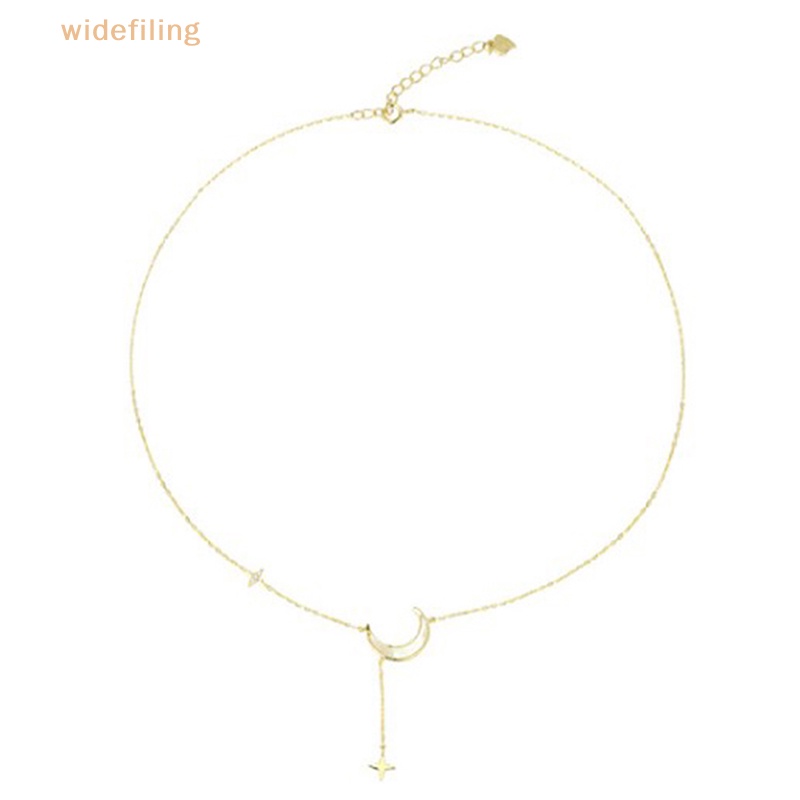 Vòng Cổ Choker Bản Rộng Hình Mặt Trăng Ngôi Sao Màu Vàng Đơn Giản Thời Trang Cho Nữ