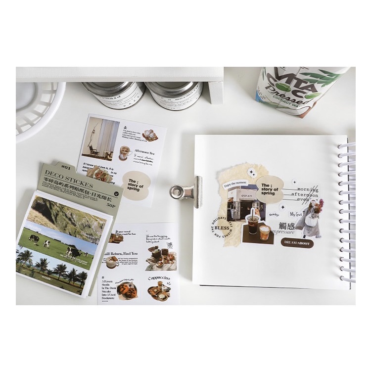 Set 50 tấm sticker Pieces of Life, bế sẵn, không trùng mẫu