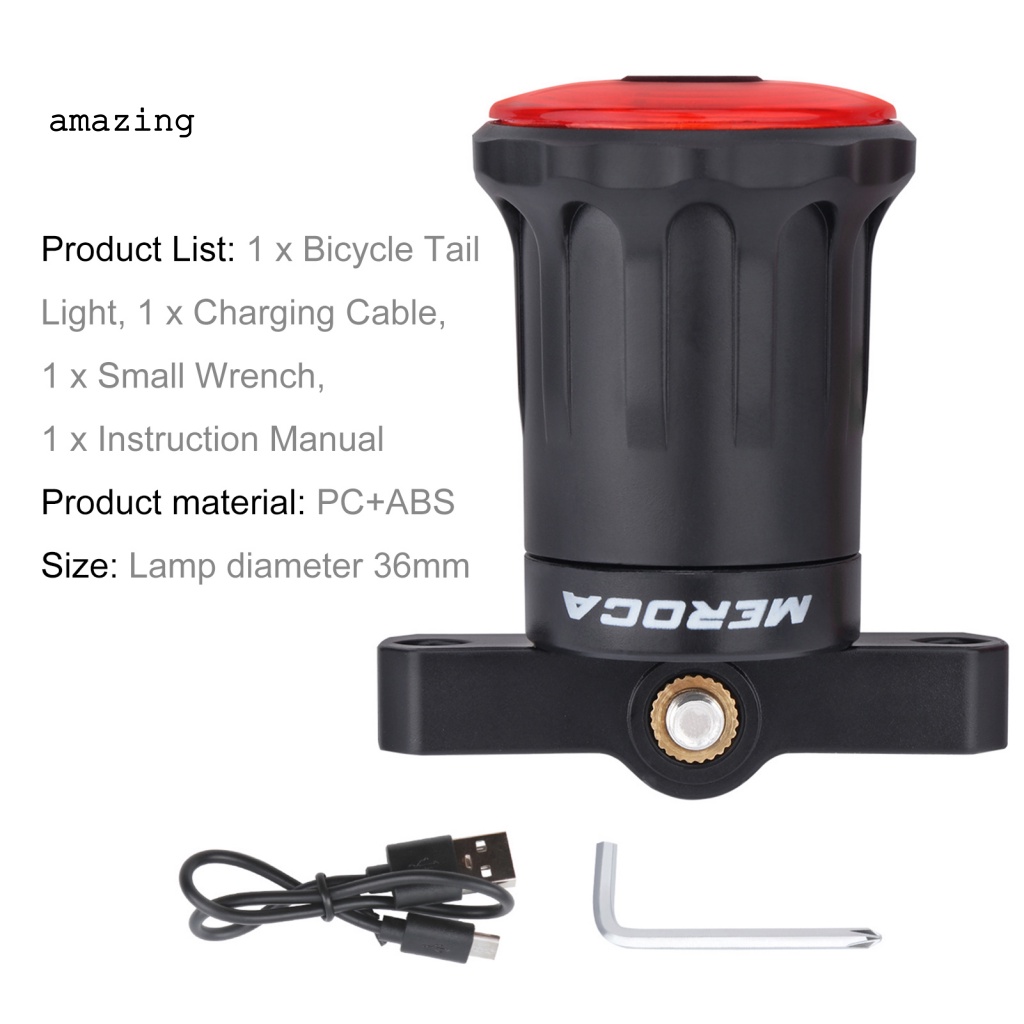 Đèn Gắn Đuôi Xe Đạp Sạc Cổng USB Chống Mài Mòn