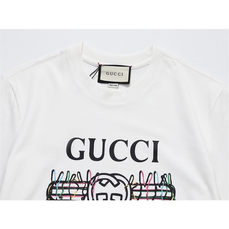 Gu88cc &amp; - Áo Thun Tay Ngắn Hai Lớp Màu Sắc Hình Thỏ Nhỏ Nhắn In Chữ Và Thỏ Nhỏ Nhắn Unisex Giới Hạn