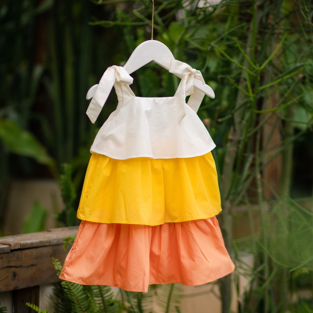 Váy maxxi 2 dây phối tùng thô lụa