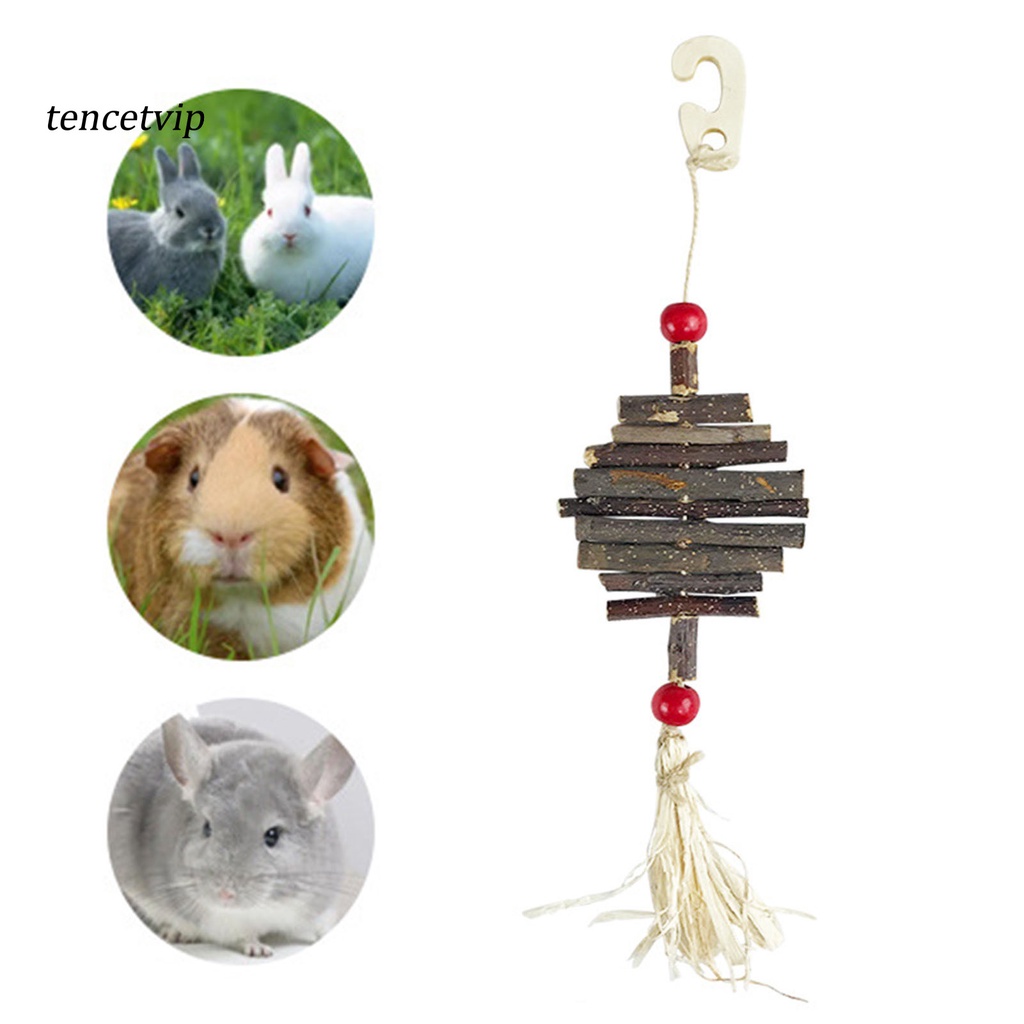 Đồ Chơi Gặm Nhấm Hình Nhánh Cây Bằng Gỗ Tự Nhiên Có Móc Treo Cho Hamster / Thỏ / Sóc / Heo / Sóc