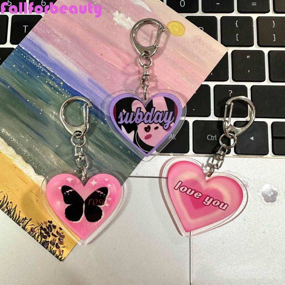 1 Móc Khóa Hình Trái Tim Bằng Acrylic Thời Trang