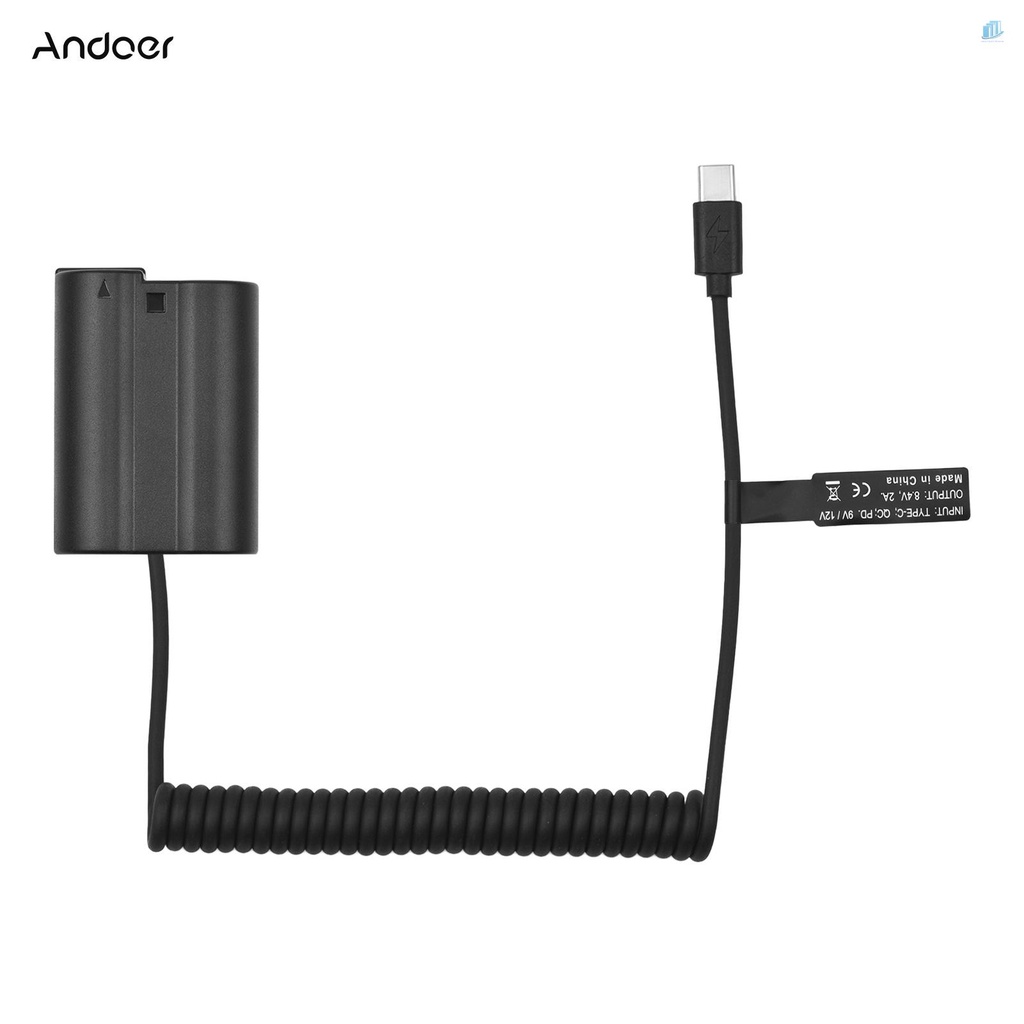 Đầu Nối Pin Andoer EN-EL15 USB-C MH-25 Với Cáp Nguồn USB Type-C Cho Z7 Z6 D800 D850 D810 D7200 D7100